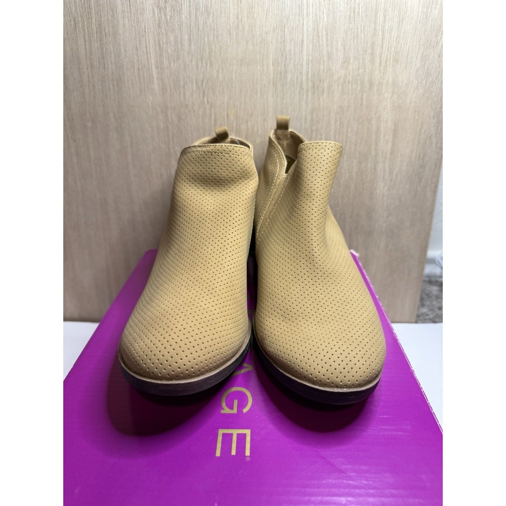 Rampage Tesla Camel Perforated Ankle Boots Size 9M Tan Booties NEW with Box
